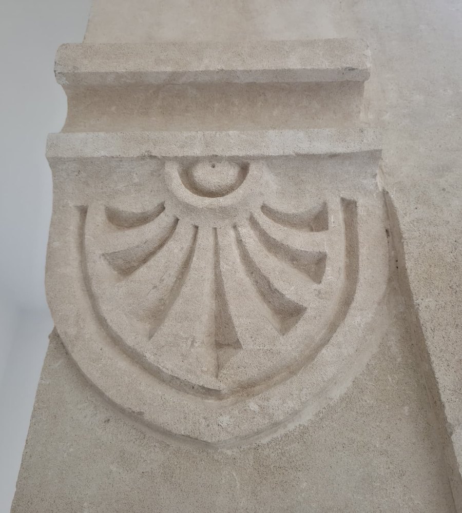 Carved stone detail in the historic house of Glòria de Sant Jaume, Palma