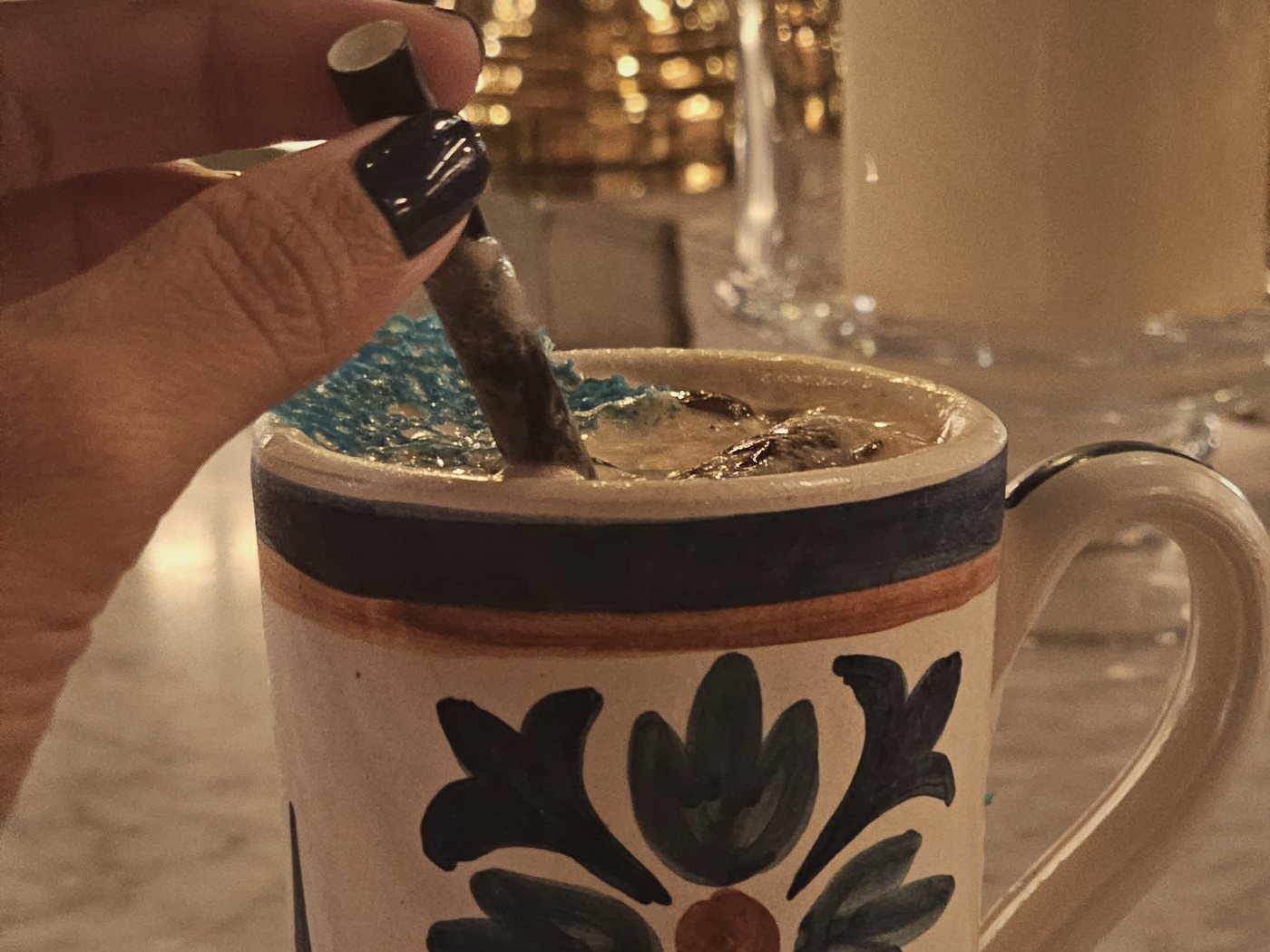 Coffee in a Mallorcan ceramic cup, a morning in Palma