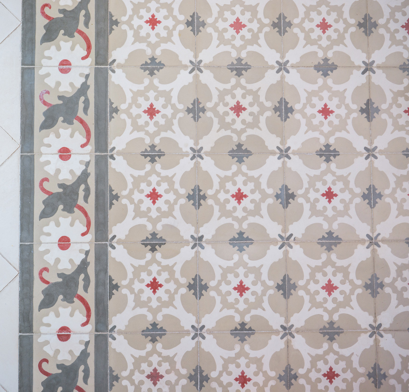 Original Mallorcan hydraulic tiles at Hotel Glòria de Sant Jaume