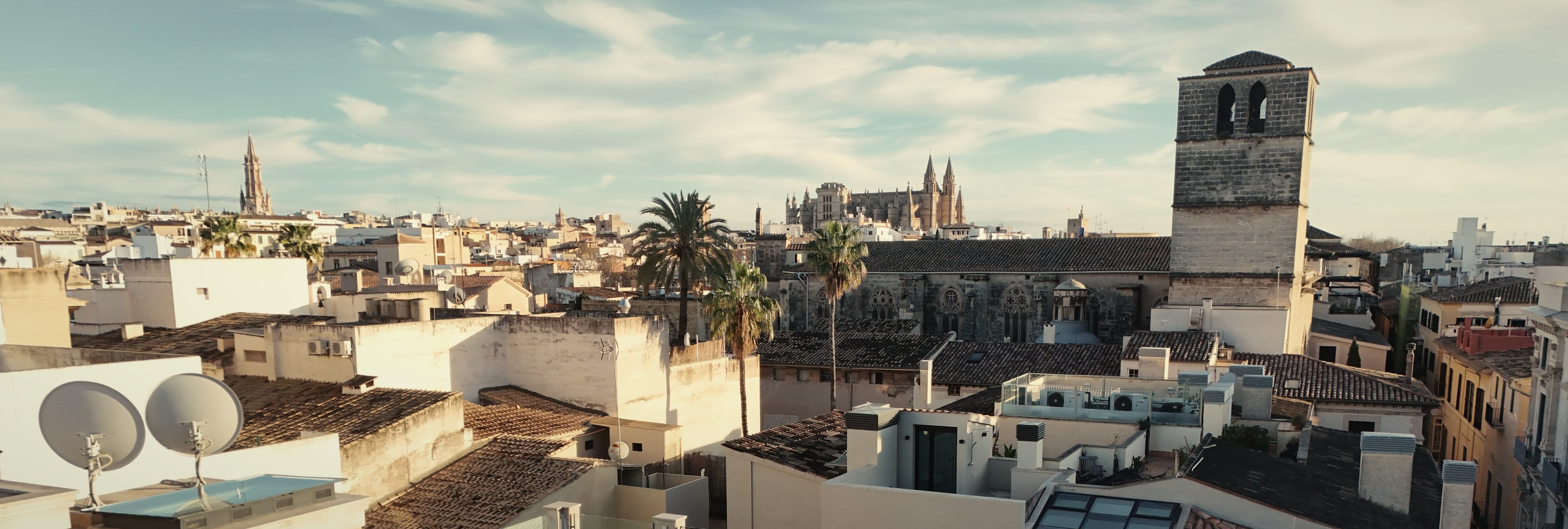The rooftops of Palma with the Cathedral and the Sant Jaume bell tower